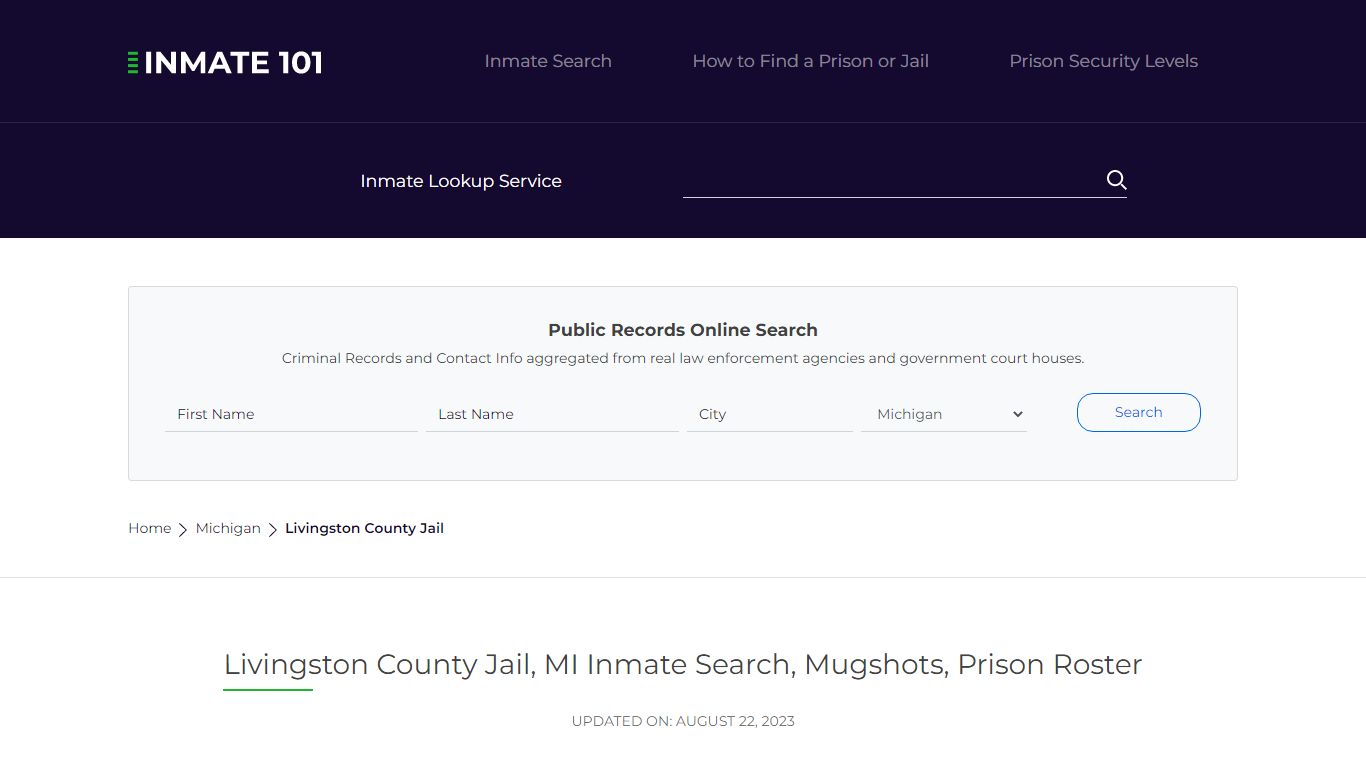 Livingston County Jail, MI Inmate Search, Mugshots, Prison Roster