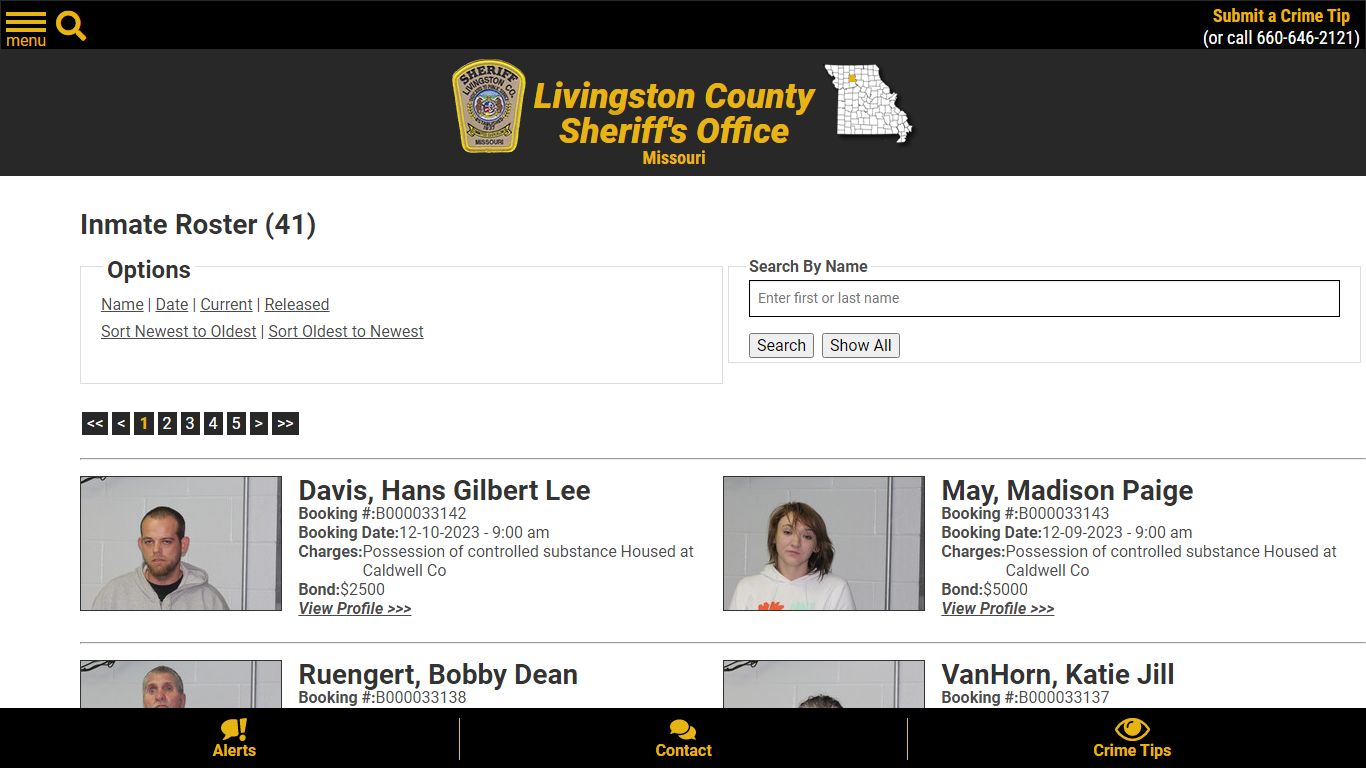 Inmate Roster (40) - Livingston County Missouri Sheriff